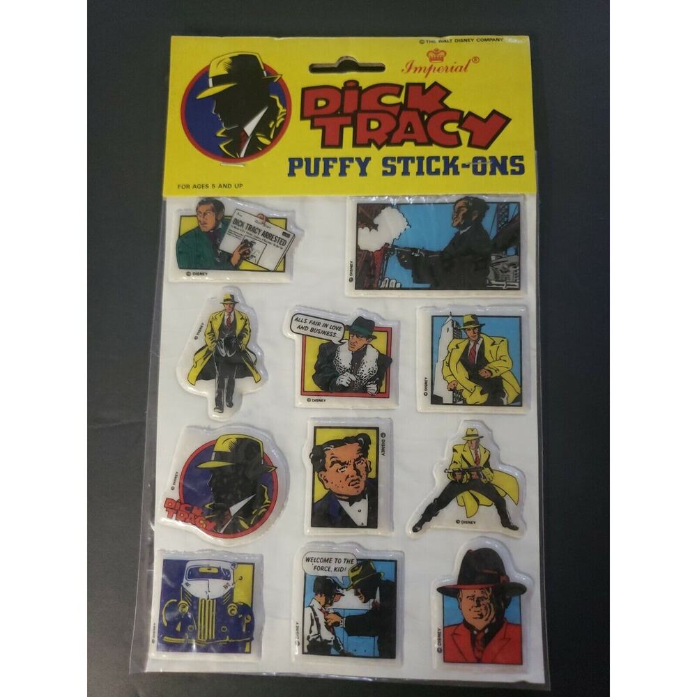 Vintage Dick Tracy‎ Classic Comic Cartoon Puffy Stick-Ons Decals NOS #2